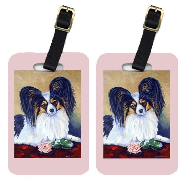 Pair of 2 Papillon A Rose for you Luggage Tags by Caroline's Treasures