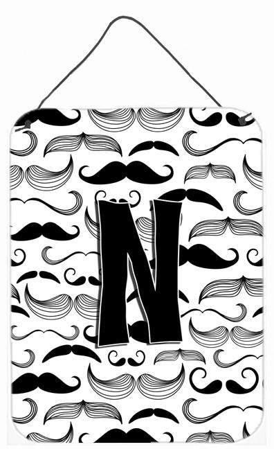 Letter N Moustache Initial Wall or Door Hanging Prints CJ2009-NDS1216 by Caroline's Treasures