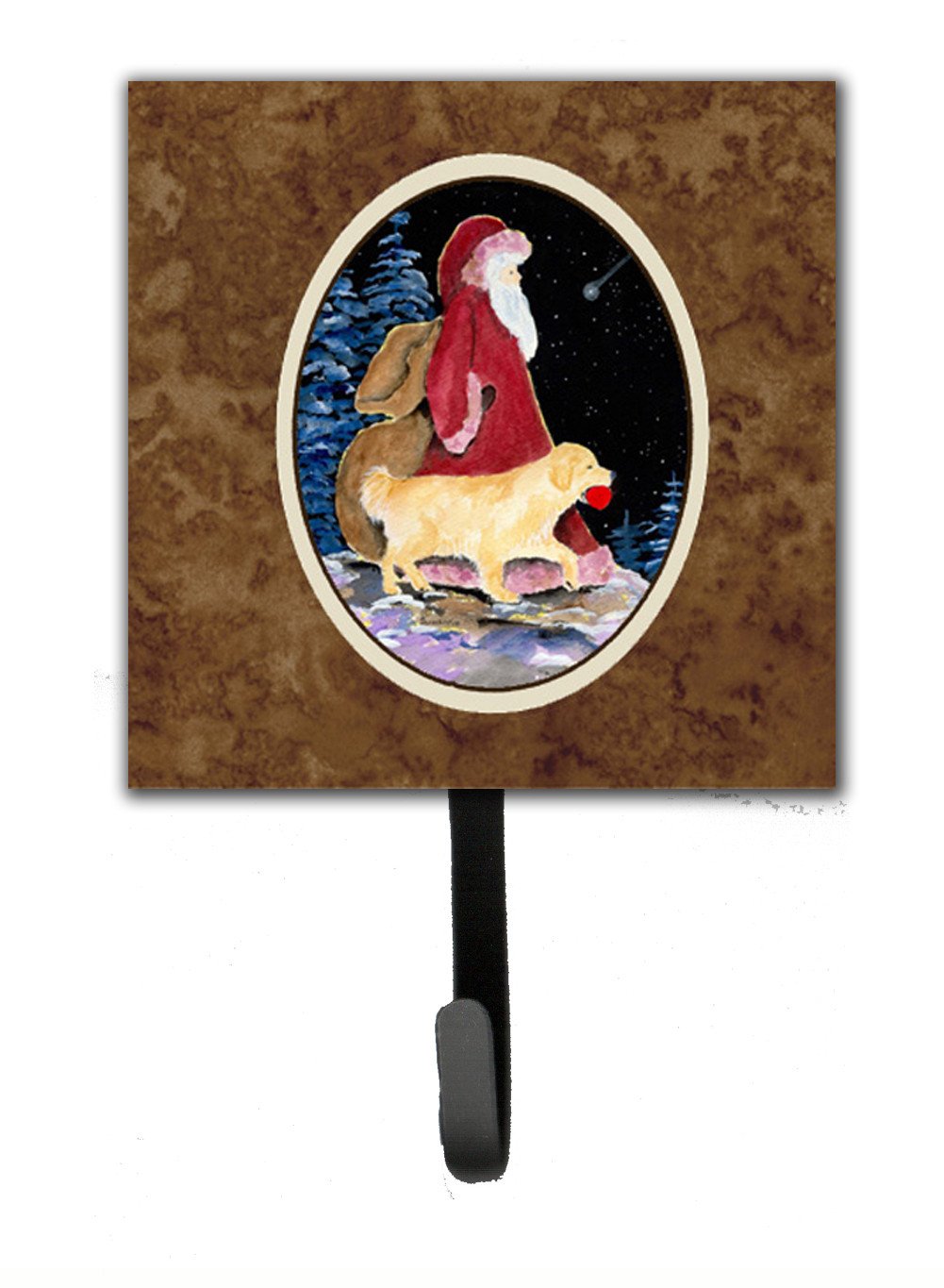 Santa Claus with  Golden Retriever Leash Holder or Key Hook by Caroline's Treasures