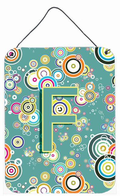 Letter F Circle Circle Teal Initial Alphabet Wall or Door Hanging Prints CJ2015-FDS1216 by Caroline's Treasures