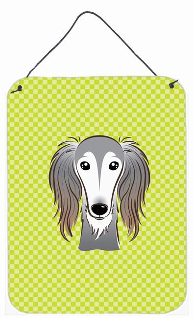 Checkerboard Lime Green Saluki Wall or Door Hanging Prints BB1291DS1216 by Caroline's Treasures