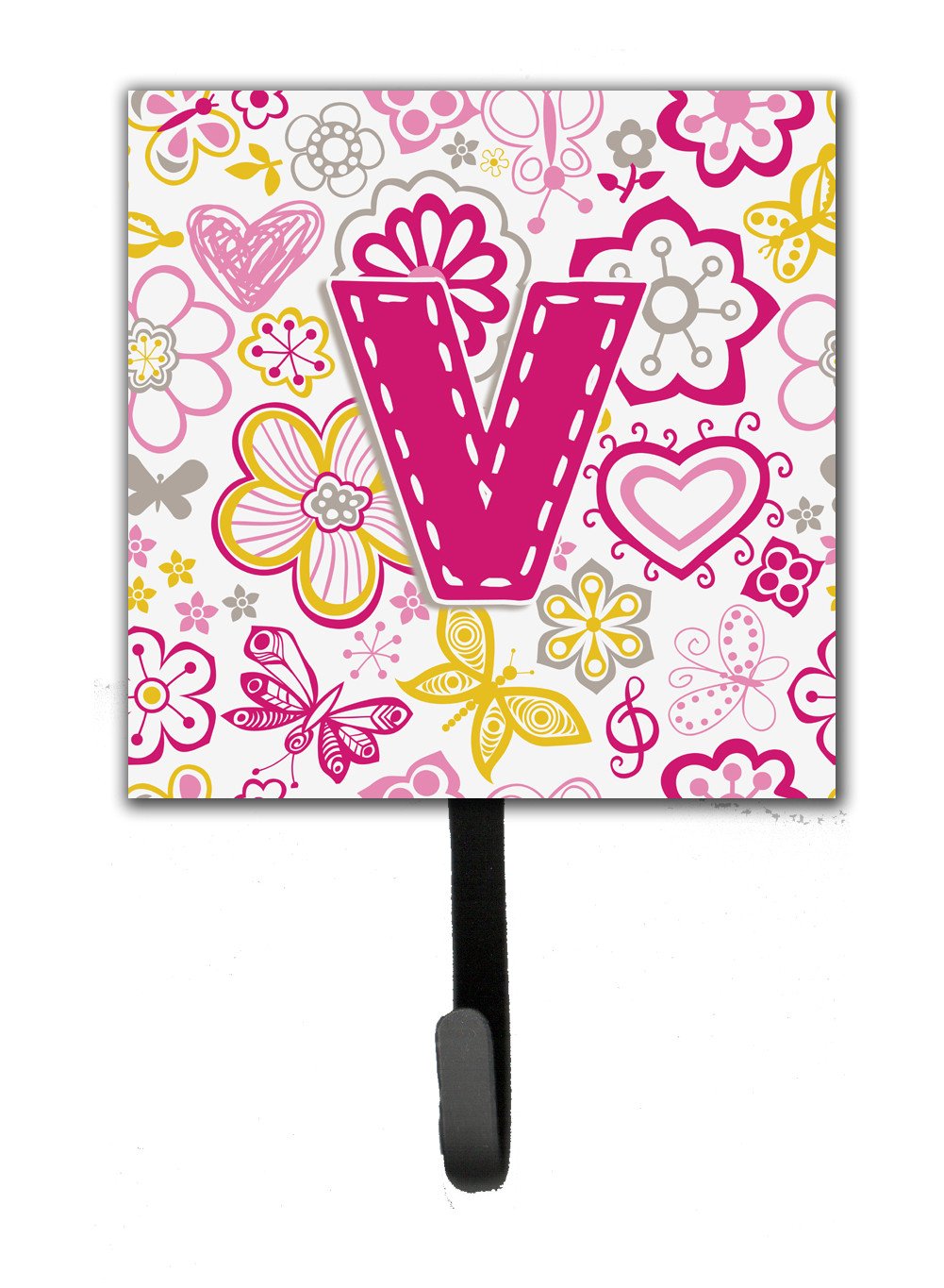Letter V Flowers and Butterflies Pink Leash or Key Holder CJ2005-VSH4 by Caroline's Treasures