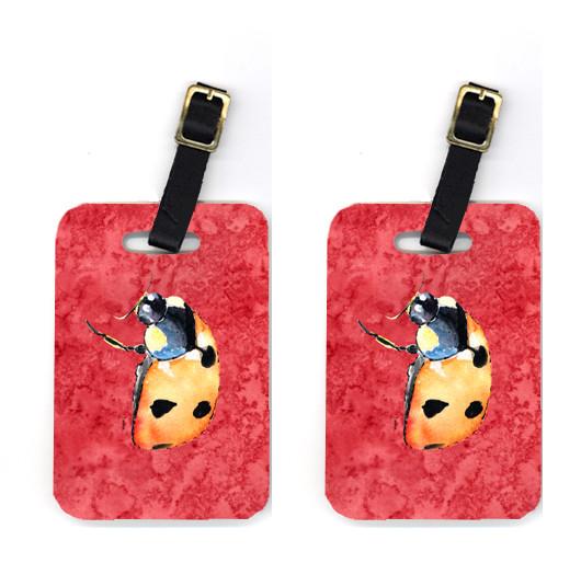Pair of Lady Bug on Red Luggage Tags by Caroline's Treasures