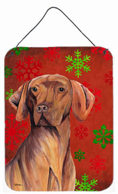 Vizsla Red and Green Snowflakes Holiday Christmas Wall or Door Hanging Prints by Caroline's Treasures