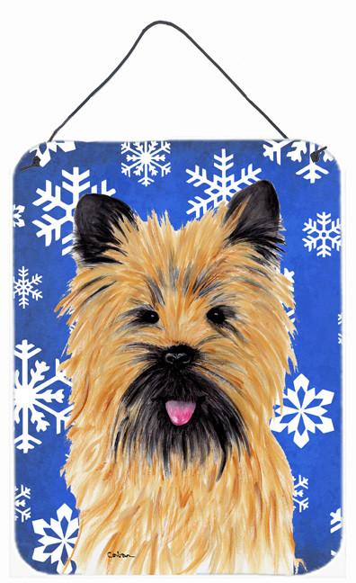 Cairn Terrier Winter Snowflakes Holiday Metal Wall or Door Hanging Prints by Caroline's Treasures