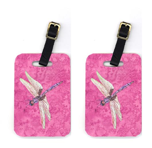 Pair of Dragonfly on Pink Luggage Tags by Caroline's Treasures