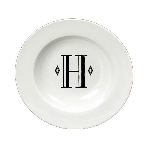 Letter H Initial Monogram Retro Round Ceramic White Soup Bowl CJ1058-H-SBW-825 by Caroline's Treasures