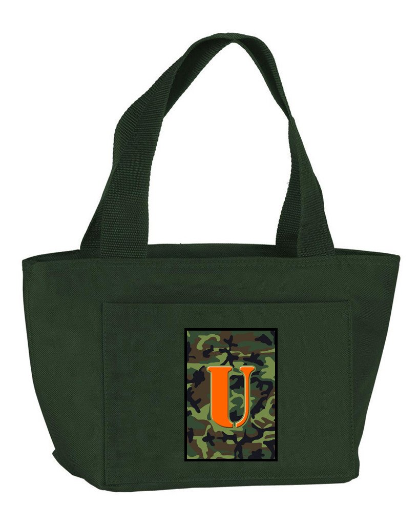 Letter U Monogram - Camo Green Zippered Insulated School Washable and Stylish Lunch Bag Cooler CJ1030-U-GN-8808 by Caroline's Treasures