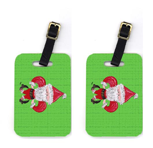Pair of Christmas Fleur de lis Santa Claus Luggage Tags by Caroline&#39;s Treasures