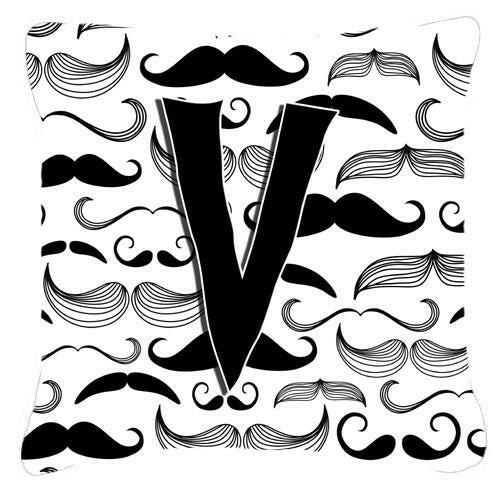 Letter V Moustache Initial Canvas Fabric Decorative Pillow CJ2009-VPW1414 by Caroline's Treasures