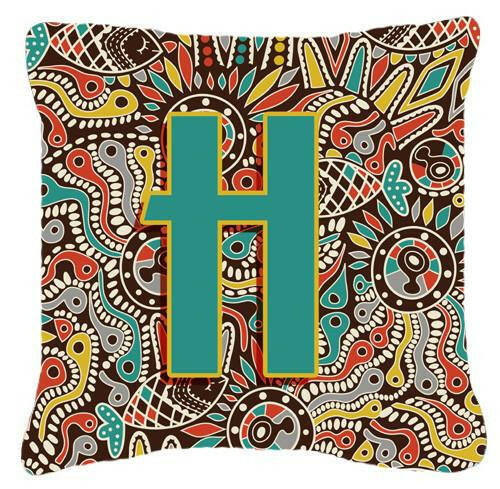 Letter H Retro Tribal Alphabet Initial Canvas Fabric Decorative Pillow CJ2013-HPW1414 by Caroline's Treasures