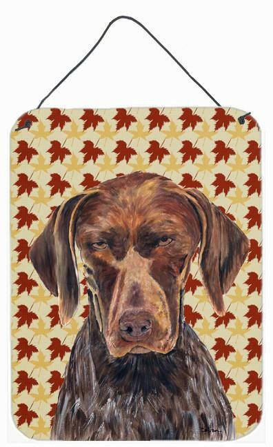 German Shorthaired Pointer Fall Leaves Portrait Wall or Door Hanging Prints by Caroline's Treasures