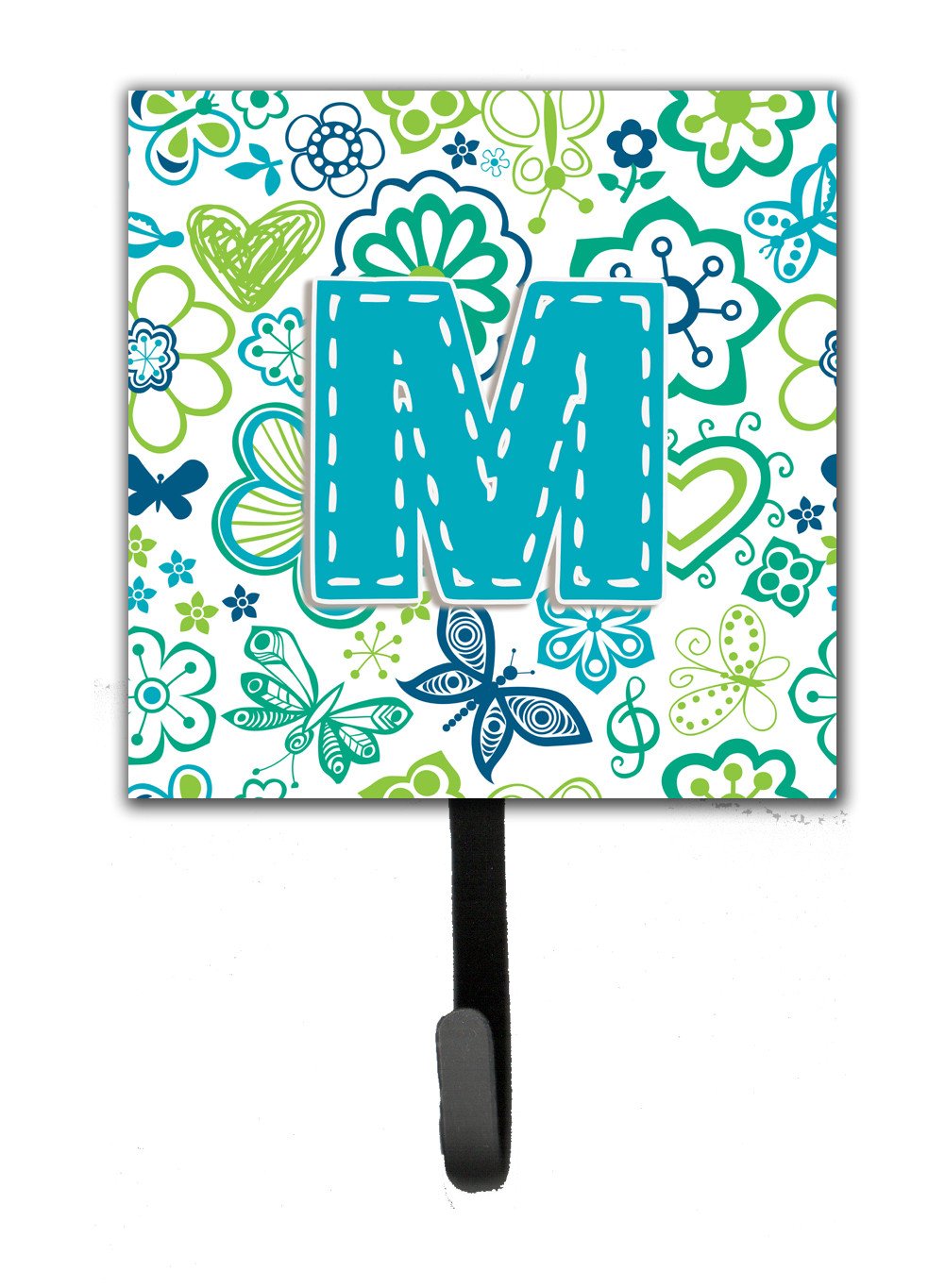 Letter M Flowers and Butterflies Teal Blue Leash or Key Holder CJ2006-MSH4 by Caroline's Treasures