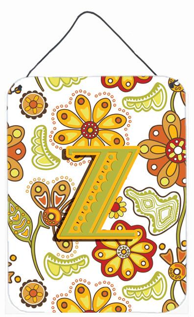 Letter Z Floral Mustard and Green Wall or Door Hanging Prints CJ2003-ZDS1216 by Caroline's Treasures