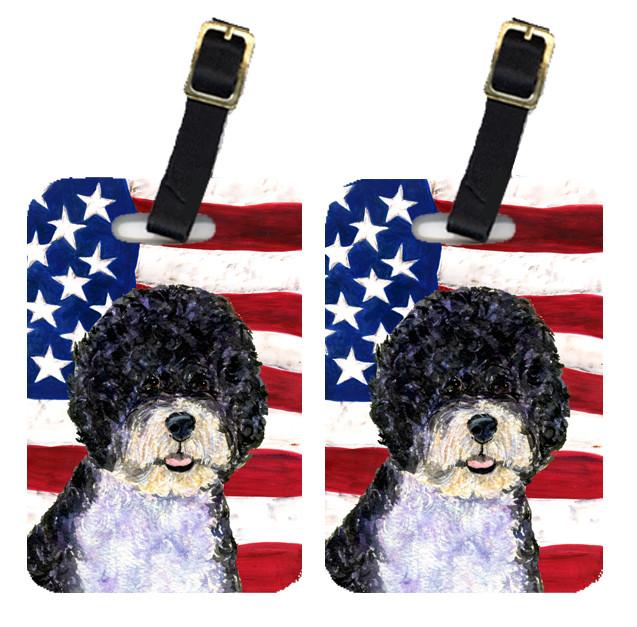 Pair of USA American Flag with Portuguese Water Dog Luggage Tags SS4053BT by Caroline&#39;s Treasures