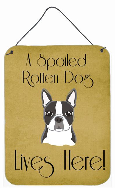 Boston Terrier Spoiled Dog Lives Here Wall or Door Hanging Prints BB1451DS1216 by Caroline's Treasures