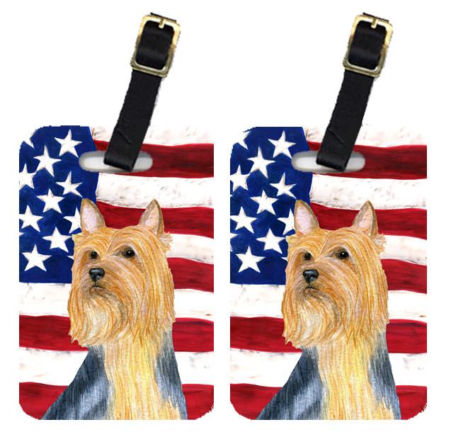 Pair of USA American Flag with Silky Terrier Luggage Tags SS4250BT by Caroline&#39;s Treasures