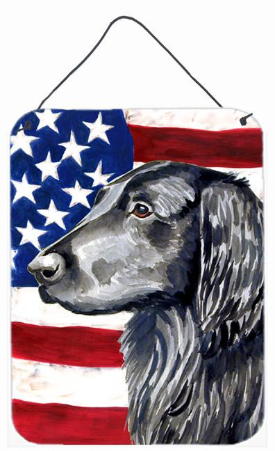 USA American Flag with Flat Coated Retriever Wall or Door Hanging Prints by Caroline's Treasures