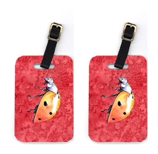 Pair of Lady Bug on Red Luggage Tags by Caroline's Treasures