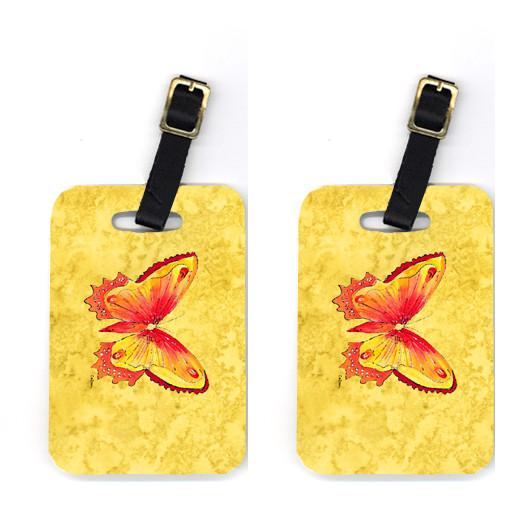 Pair of Butterfly on Yellow Luggage Tags by Caroline's Treasures