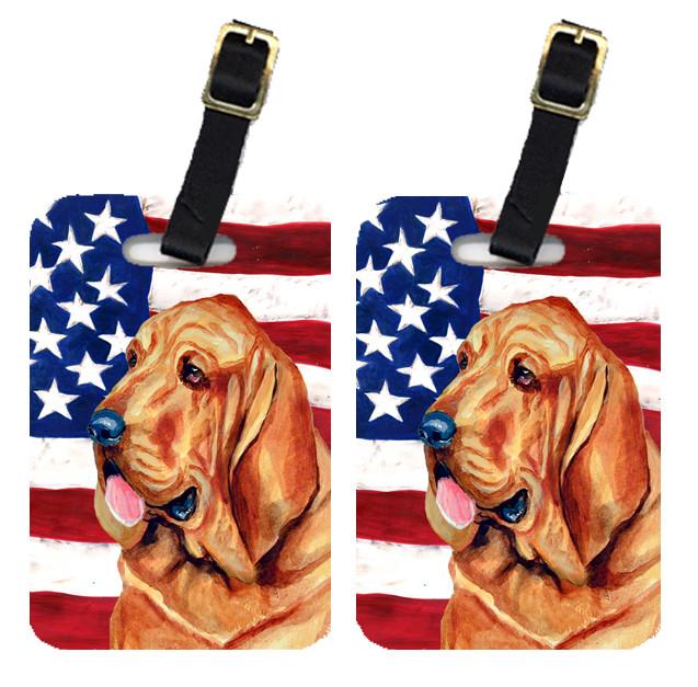Pair of USA American Flag with Bloodhound Luggage Tags LH9016BT by Caroline's Treasures