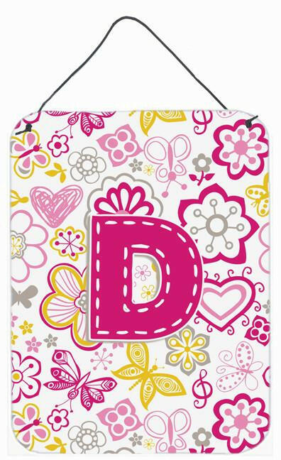 Letter D Flowers and Butterflies Pink Wall or Door Hanging Prints CJ2005-DDS1216 by Caroline's Treasures