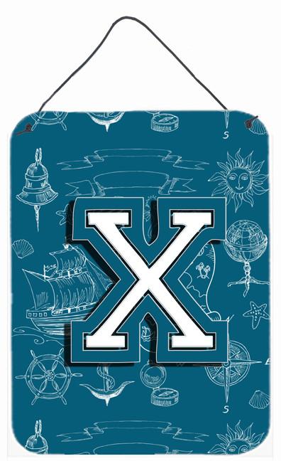 Letter X Sea Doodles Initial Alphabet Wall or Door Hanging Prints CJ2014-XDS1216 by Caroline's Treasures