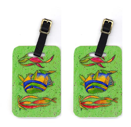 Pair of Tropical Fish on Green Luggage Tags by Caroline's Treasures