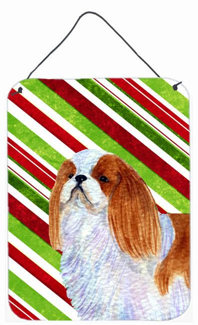 English Toy Spaniel Candy Cane Holiday Christmas Metal Wall Door Hanging Prints by Caroline's Treasures