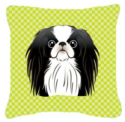 Checkerboard Lime Green Japanese Chin Canvas Fabric Decorative Pillow BB1292PW1414 - the-store.com