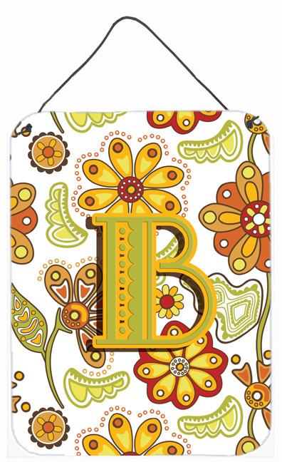 Letter B Floral Mustard and Green Wall or Door Hanging Prints CJ2003-BDS1216 by Caroline's Treasures