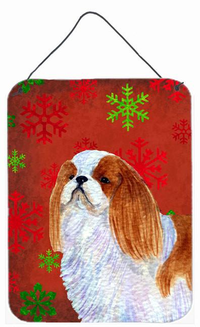 English Toy Spaniel Red Snowflakes Holiday Christmas Wall Door Hanging Prints by Caroline's Treasures