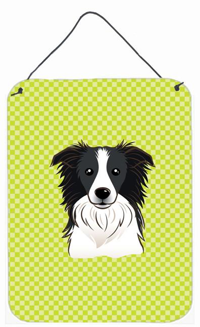 Checkerboard Lime Green Border Collie Wall or Door Hanging Prints BB1303DS1216 by Caroline's Treasures