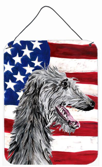 Scottish Deerhound with American Flag USA Wall or Door Hanging Prints SC9645DS1216 by Caroline's Treasures