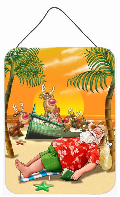 Beach Christmas Santa Claus Napping Wall or Door Hanging Prints APH5149DS1216 by Caroline's Treasures