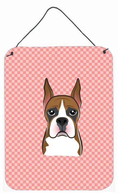 Checkerboard Pink Boxer Wall or Door Hanging Prints BB1223DS1216 by Caroline's Treasures
