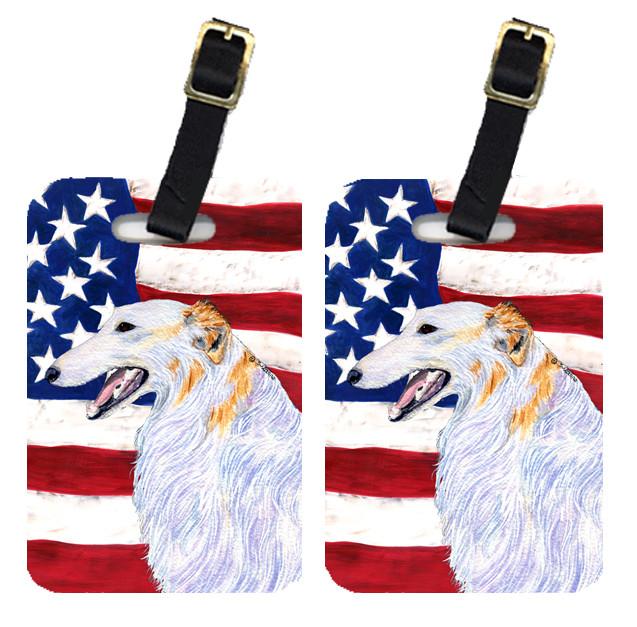 Pair of USA American Flag with Borzoi Luggage Tags SS4231BT by Caroline&#39;s Treasures