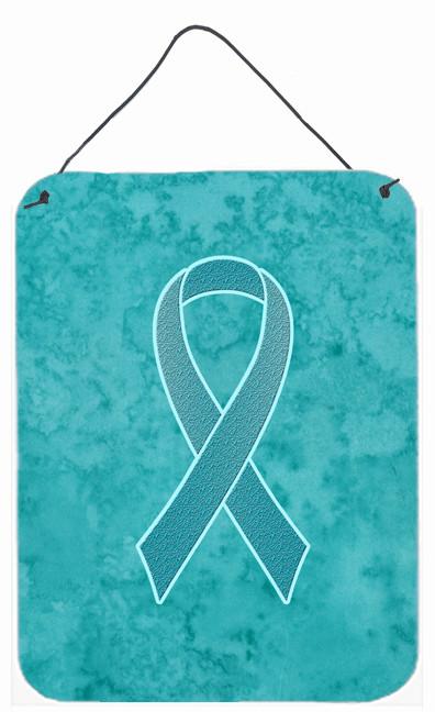 Teal Ribbon for Ovarian Cancer Awareness Wall or Door Hanging Prints AN1201DS1216 by Caroline's Treasures