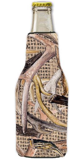 Deer Horns  Longneck Beer Beverage Insulator Hugger with Zipper by Caroline's Treasures