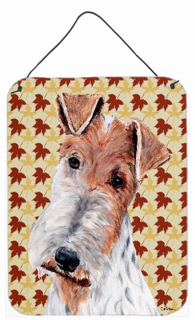 Wire Fox Terrier Fall Leaves Wall or Door Hanging Prints SC9676DS1216 by Caroline's Treasures