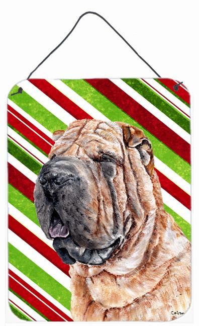 Shar Pei Candy Cane Christmas Wall or Door Hanging Prints SC9791DS1216 by Caroline's Treasures