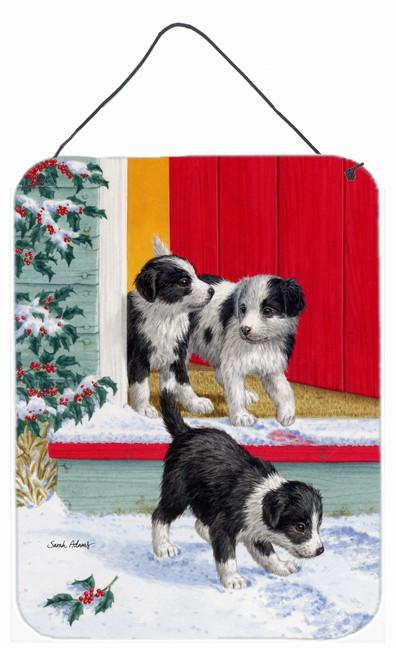 Christmas Border Collie Pups Wall or Door Hanging Prints ASA2078DS1216 by Caroline's Treasures