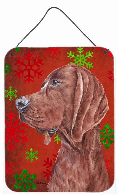 Redbone Coonhound Red Snowflakes Holiday Wall or Door Hanging Prints SC9755DS1216 by Caroline's Treasures