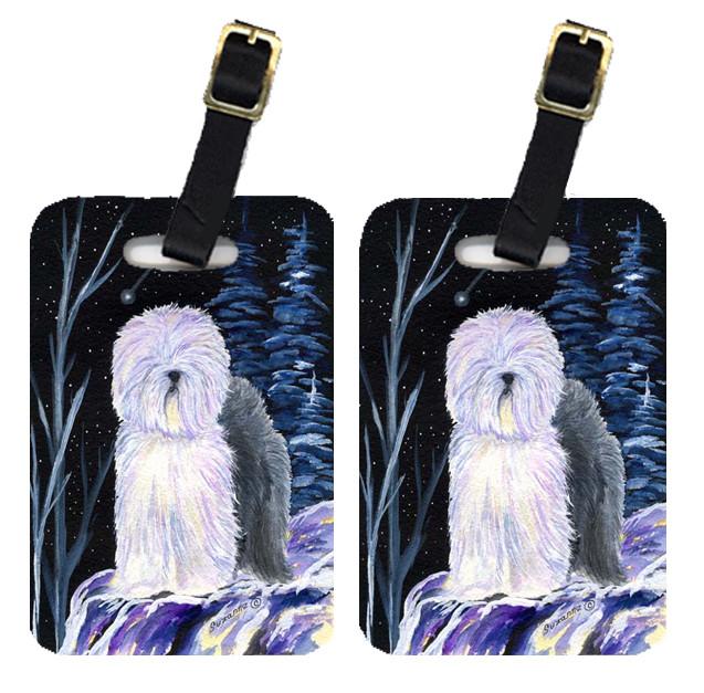 Starry Night Old English Sheepdog Luggage Tags Pair of 2 by Caroline's Treasures