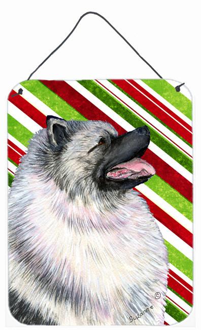 Keeshond Candy Cane Holiday Christmas Metal Wall or Door Hanging Prints by Caroline's Treasures