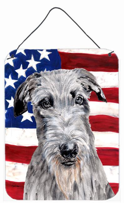 Scottish Deerhound with American Flag USA Wall or Door Hanging Prints SC9634DS1216 by Caroline's Treasures