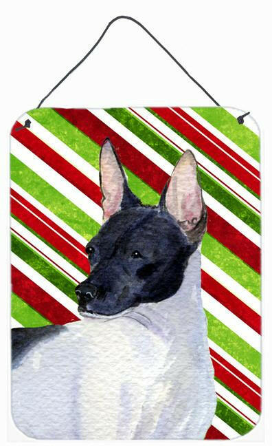 Rat Terrier Candy Cane Holiday Christmas Metal Wall or Door Hanging Prints by Caroline's Treasures