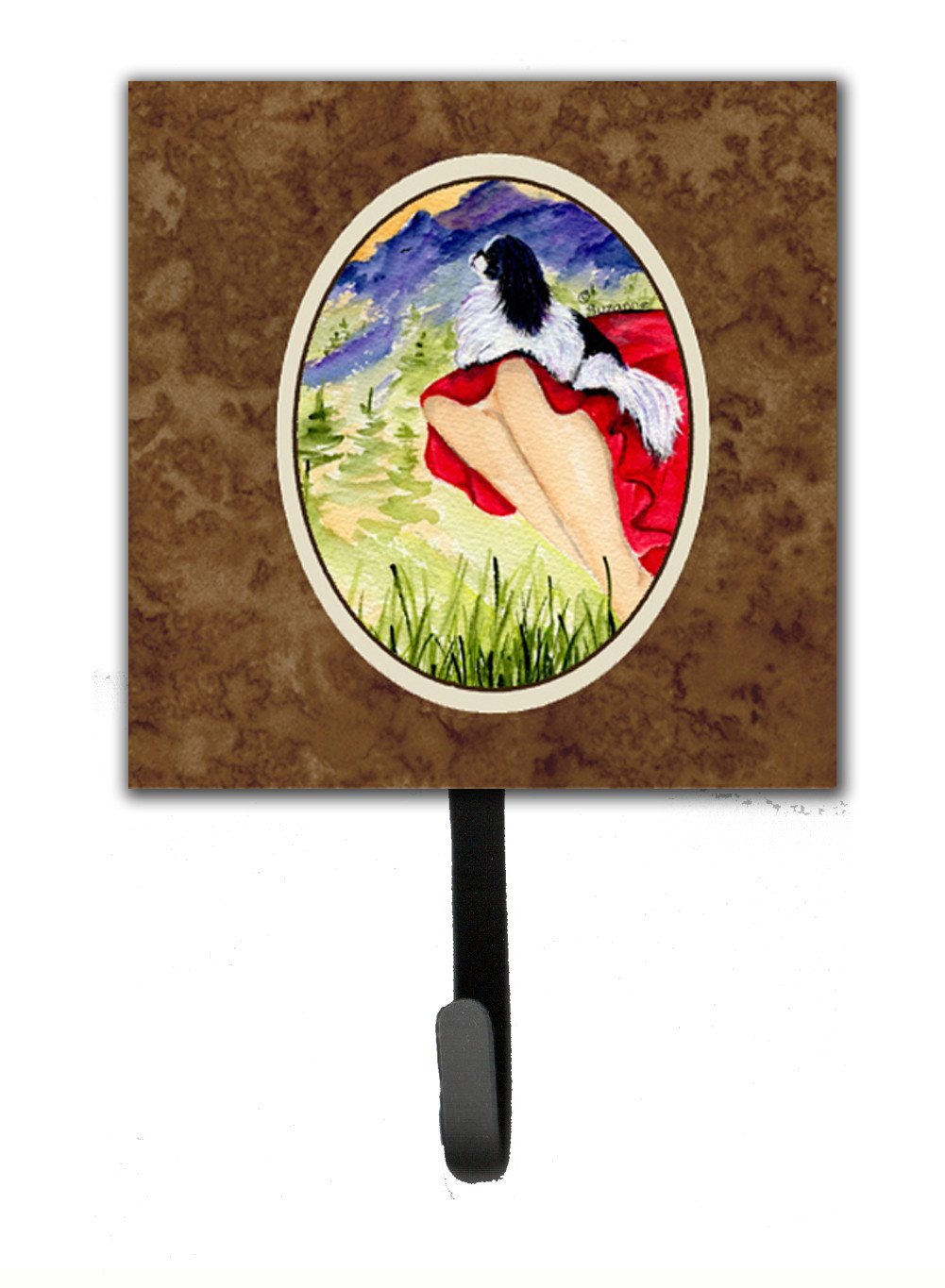 Lady with her Japanese Chin Leash Holder or Key Hook by Caroline's Treasures