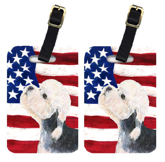 Pair of USA American Flag with Dandie Dinmont Terrier Luggage Tags SS4030BT by Caroline&#39;s Treasures