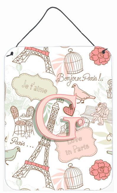 Letter G Love in Paris Pink Wall or Door Hanging Prints CJ2002-GDS1216 by Caroline's Treasures